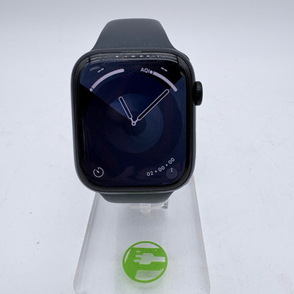 Unlocked Apple Watch Series 8 45MM Midnight Aluminum Black Sport Band MNK33VC/A