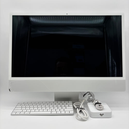 Broken 2021 Apple iMac 24" M1 8GB RAM 256GB SSD Silver MGTF3LL/A Cracked Screen